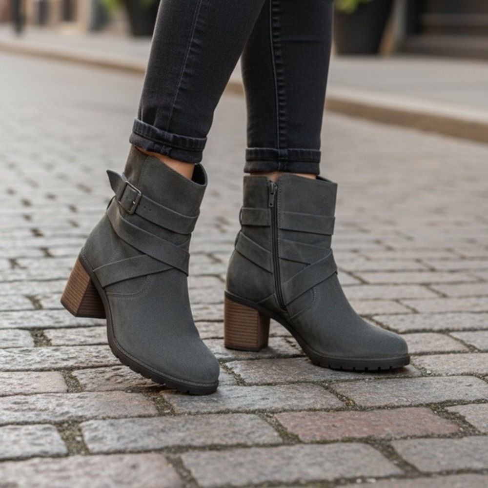 Clarks Women's Gray Suede Ankle Boots size 7.5 (s42)